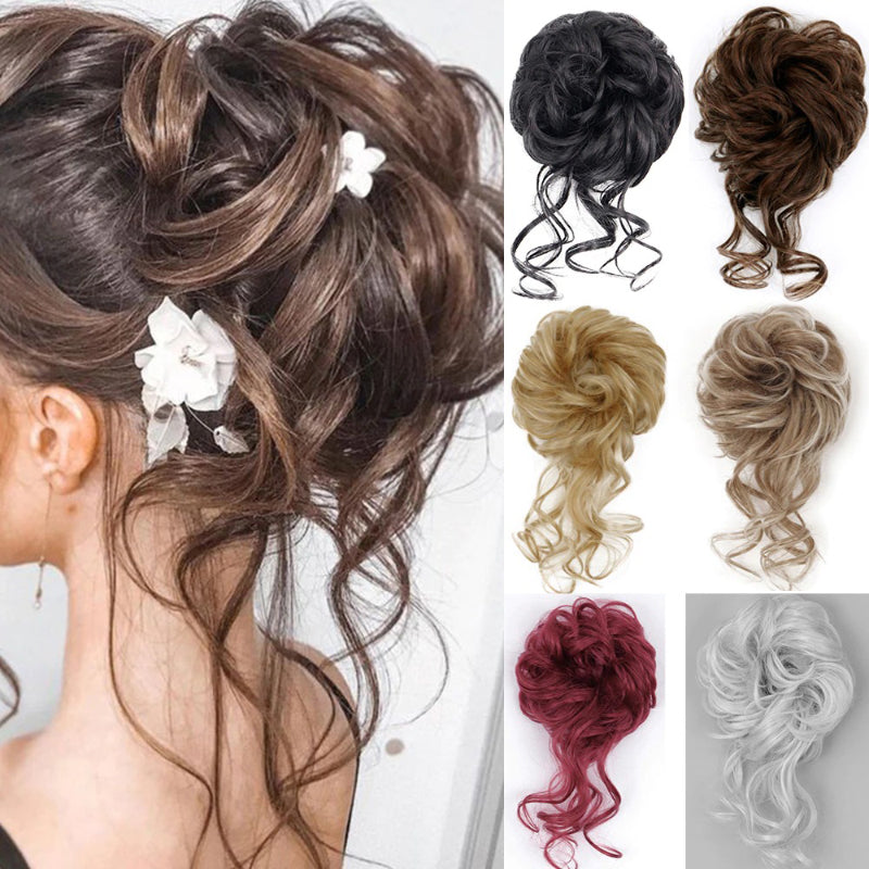 Curly Messy Hair Bun Scrunchie Extension - Easy-to-Use Hair Accessory for Instant Volume and Length