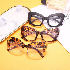 New Fashion Vintage Anti Blue Light Cat Eye Women Glasse Retro Designer Eyeglasse Frame Ladies Ins Trending Clear