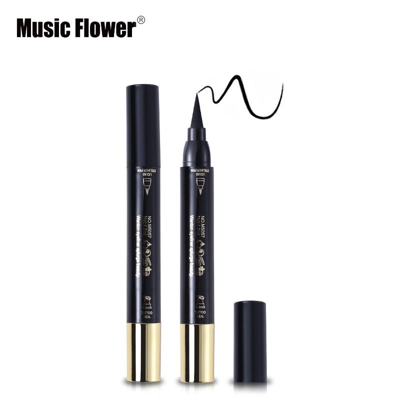 Music Flower Brand Eyes Makeup Tattoo Seal Liquid Eyeliner Pen Waterproof Matte Black Stamp Wanton Eye Liners 24HR Long-lasting