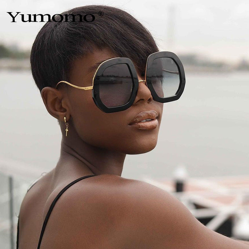 New Large Frame Sunglasses Trendy Fashion Street Shooting Polygonal Glasses