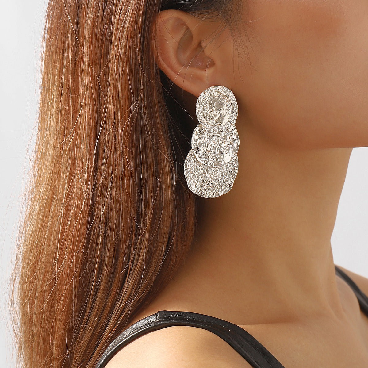 Minimalist Design Layered Earrings ZA Cool Style Earrings Geometric Round Tin Paper Surface Earrings