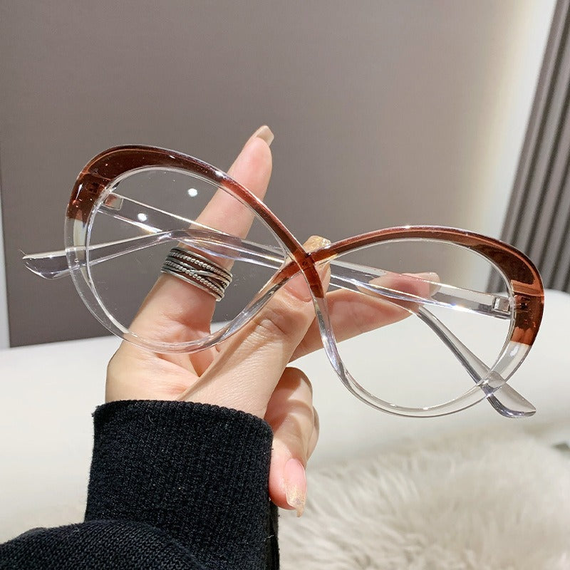 Fashion new color changing anti blue light glasses women trendy oval color contrast stitching glasses frame