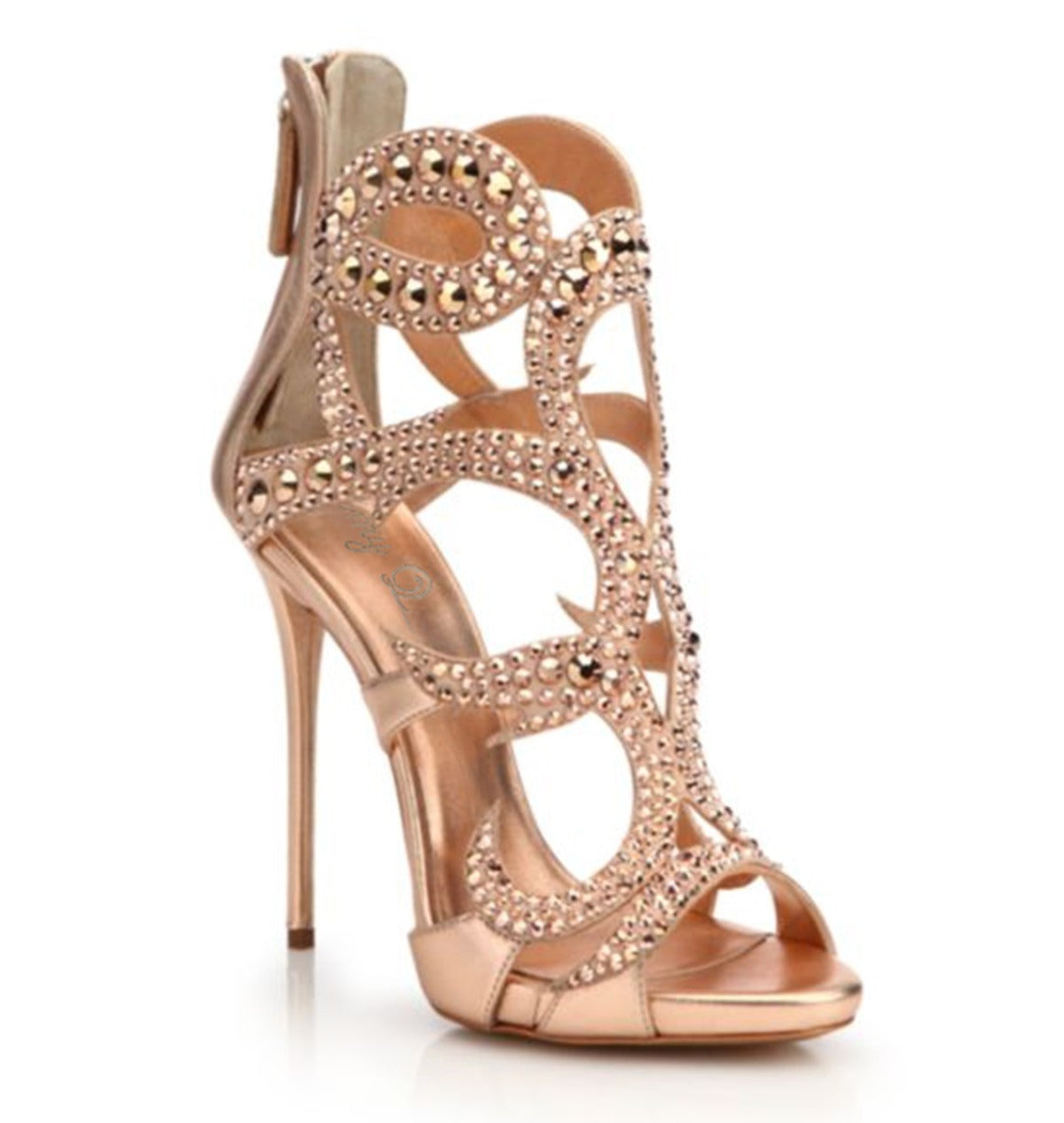 Sexy Luxury High Heel Sandals, Thin Heel Womens Shoes, Banquet Party Shoes, Gold Champagne, Water Diamond, and Fashionable