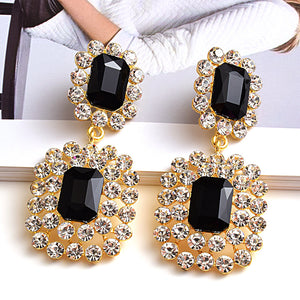 Fashion Earrings Atmospheric Diamond Round Geometric Rhinestone Women's Accessories