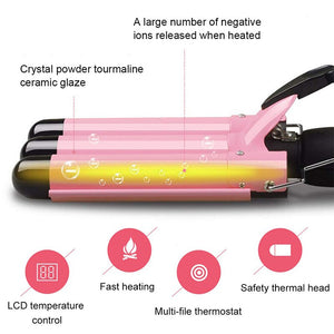 New Arrival Hair Curling Iron LED Ceramic Triple Barrel Hair Curler Irons Hair Wave Waver Styling Tools Hair Styler Wand