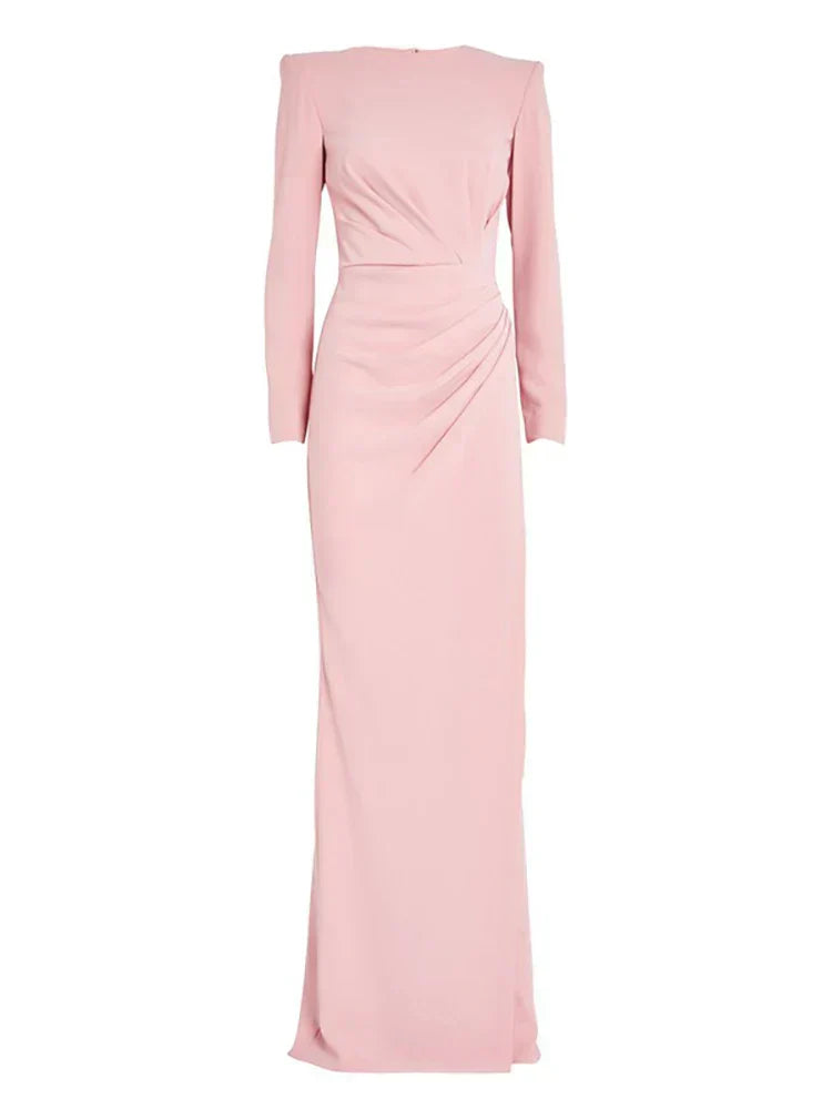 Women's Evening Gown Black Jersey Blend Elegant Wrap Style