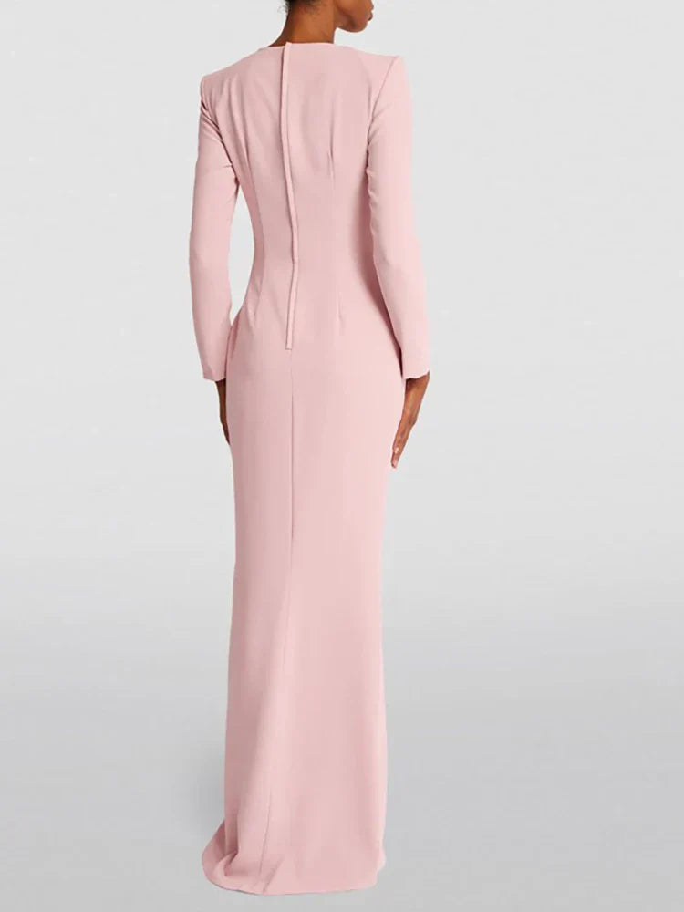 Women's Evening Gown Black Jersey Blend Elegant Wrap Style