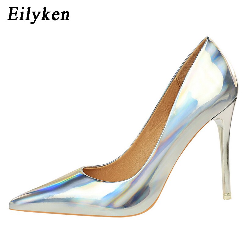 Eilyken New Women Pumps Sexy Fetish Green Red 10.5cm High Heels High Quality Patent Leather Pointed Toe Ladies Office Shoes