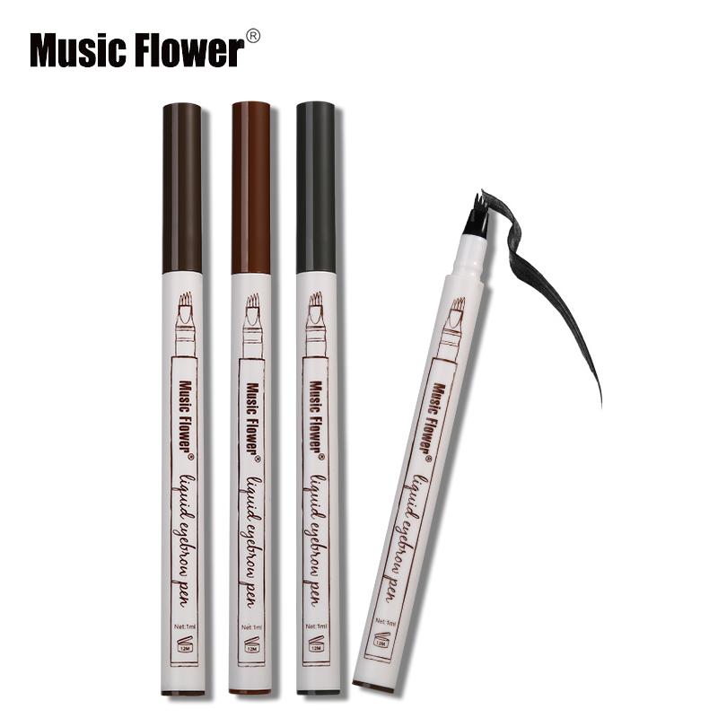 Music Flower Brand Makeup 3 Colors Fine Sketch Liquid Eyebrow Pen Waterproof Tattoo Super Durable Eye Brow