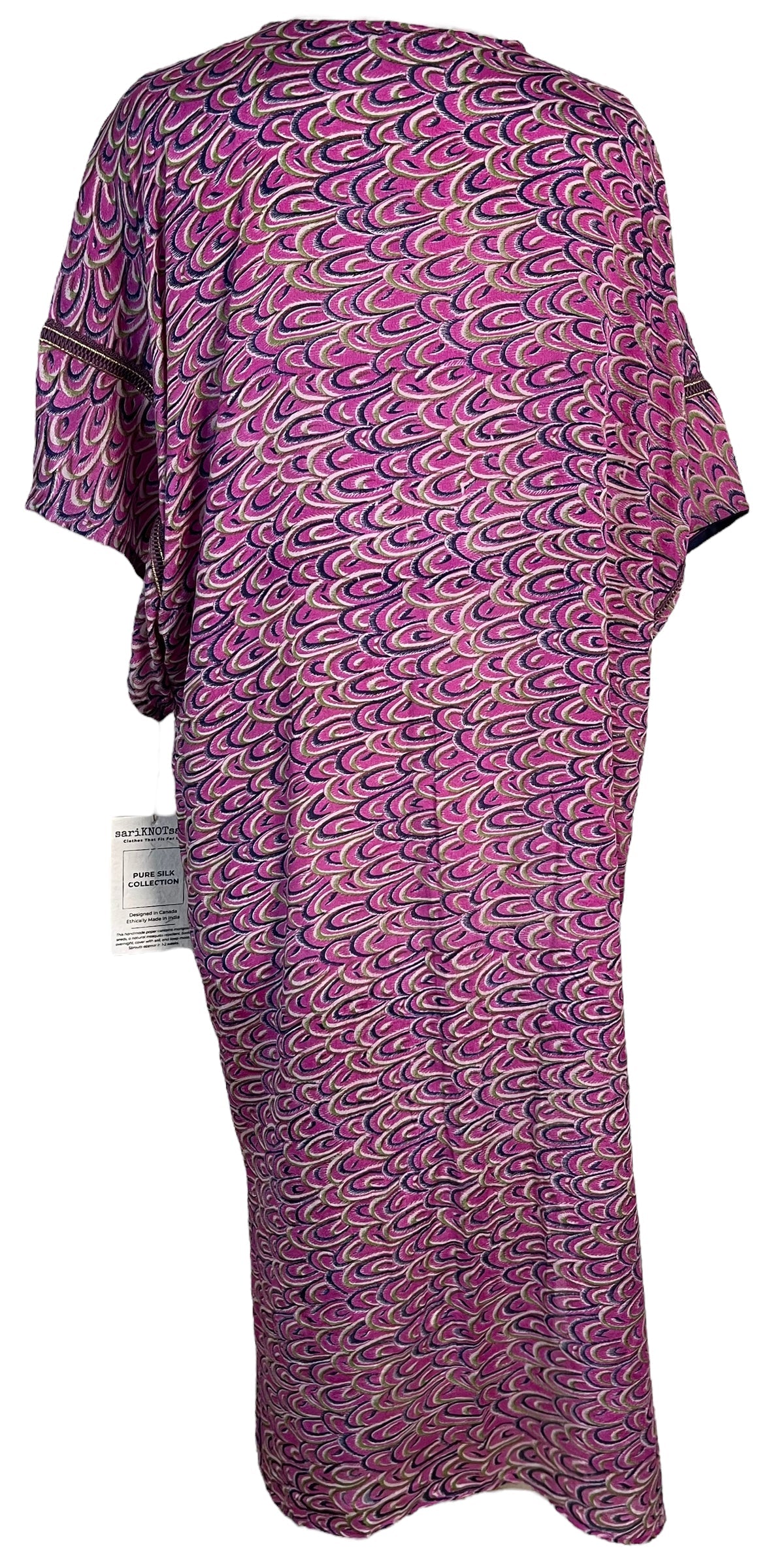 PRC6191 Avatar Long Pure Silk Kimono Sleeved Duster with Belt