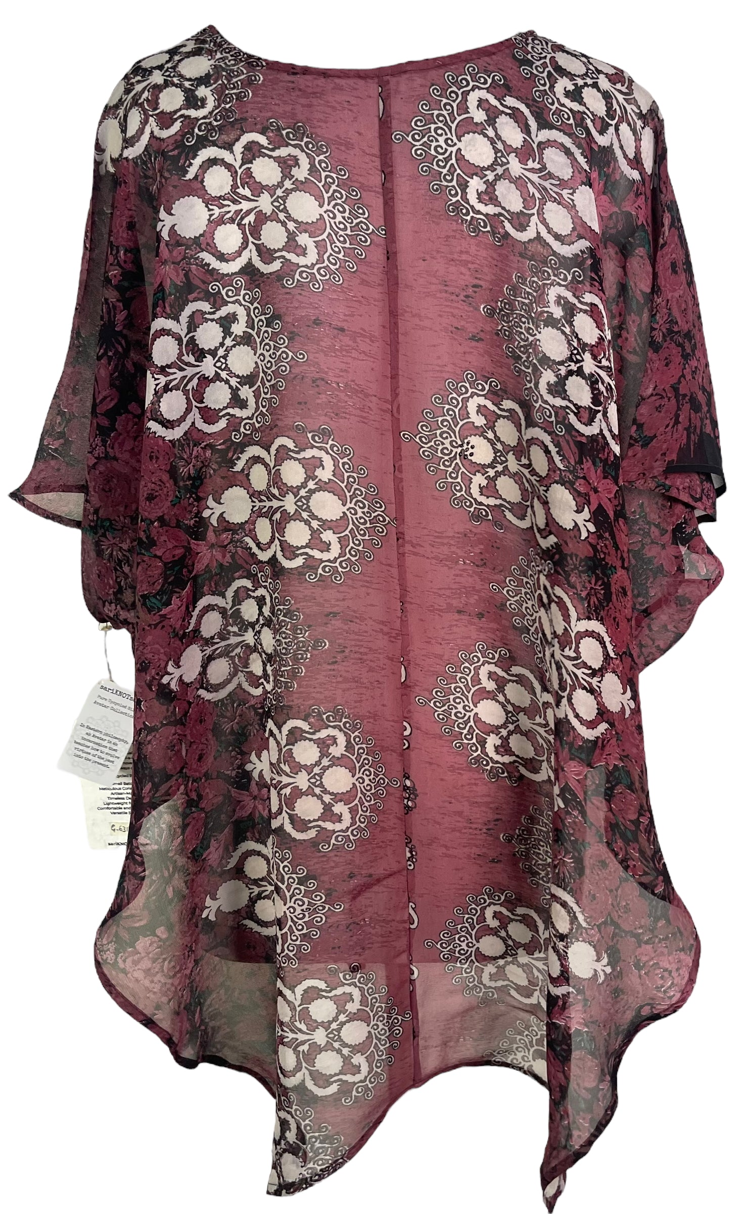 PRG6319 Sheer Avatar Pure Silk Waterfall Top