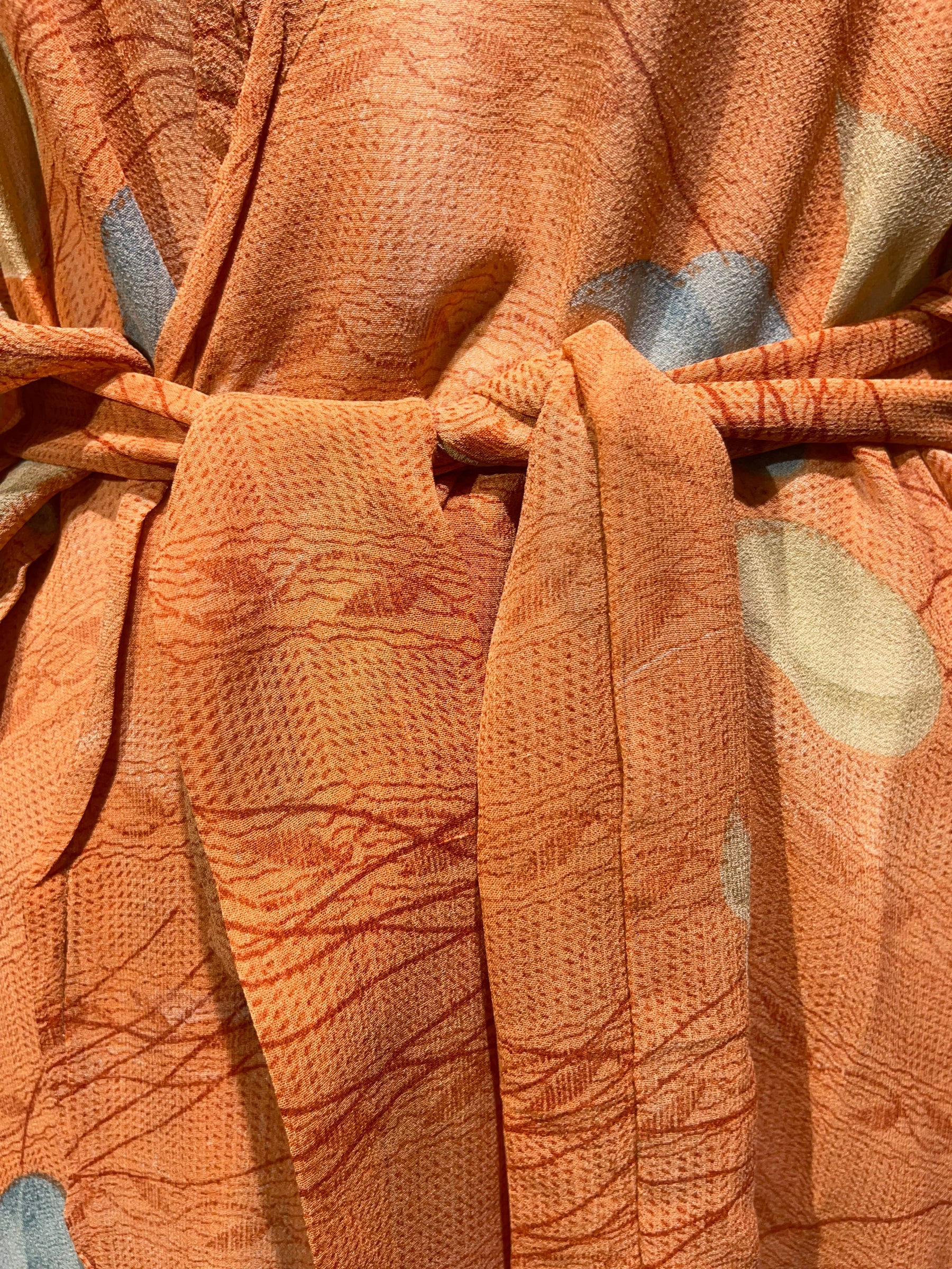 FINAL SALE PRG4949 Sheer Avatar Long Pure Silk Kimono Sleeved Duster with Belt