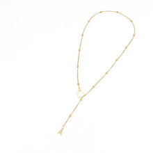 Load image into Gallery viewer, Dainty Diamond Initial Lariat Necklace with Open Heart Design – Elegant Personalized Jewelry
