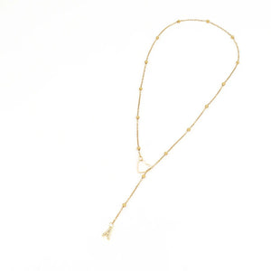 Dainty Diamond Initial Lariat Necklace with Open Heart Design – Elegant Personalized Jewelry