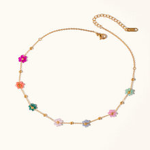 Load image into Gallery viewer, Dainty Floral Necklace with Pastel Charms – Waterproof Hypoallergenic Jewelry for Women, 17-Inch Adjustable Length
