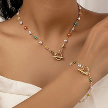 Load image into Gallery viewer, Dainty Floral Pearls Necklace and Bracelet Set for Women – Elegant Spring Jewelry with Natural and Heart Shaped Pearls
