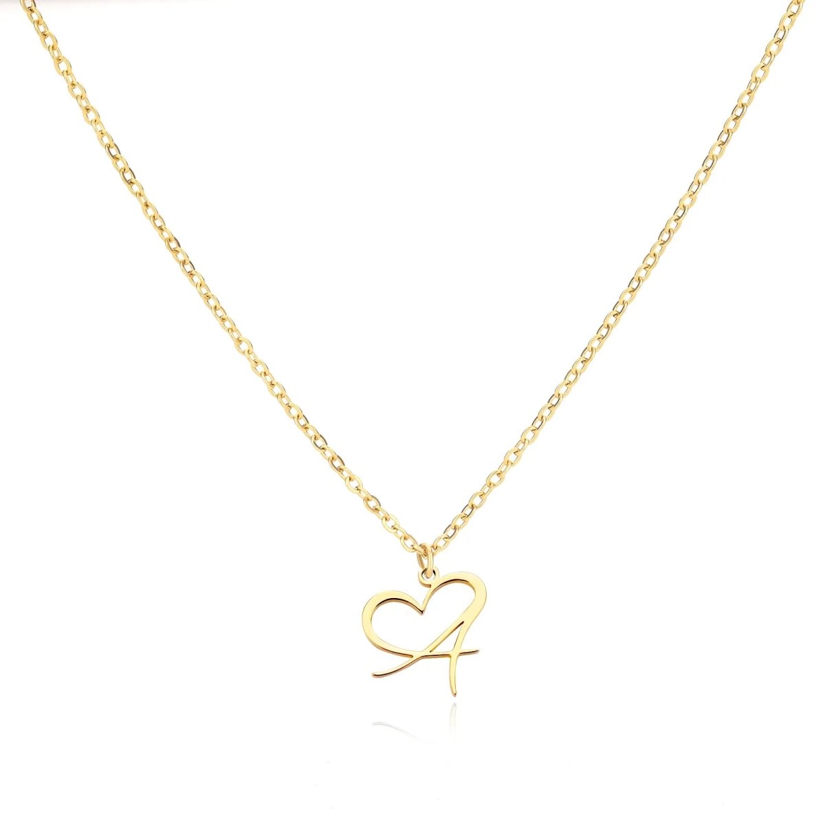 Dainty Gold Initial Necklace for Women – Personalized Heart-Shaped Stainless Steel Jewelry, 45cm