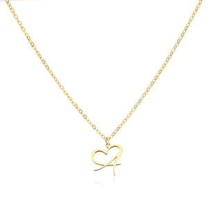 Dainty Gold Initial Necklace for Women – Personalized Heart-Shaped Stainless Steel Jewelry, 45cm