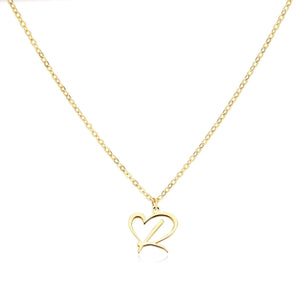 Dainty Gold Initial Necklace for Women – Personalized Heart-Shaped Stainless Steel Jewelry, 45cm