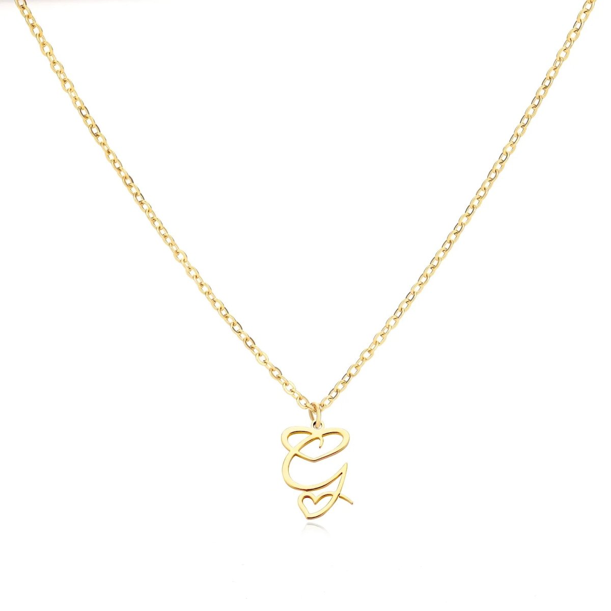 Dainty Gold Initial Necklace for Women – Personalized Heart-Shaped Stainless Steel Jewelry, 45cm