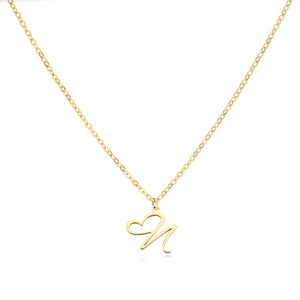 Dainty Gold Initial Necklace for Women – Personalized Heart-Shaped Stainless Steel Jewelry, 45cm