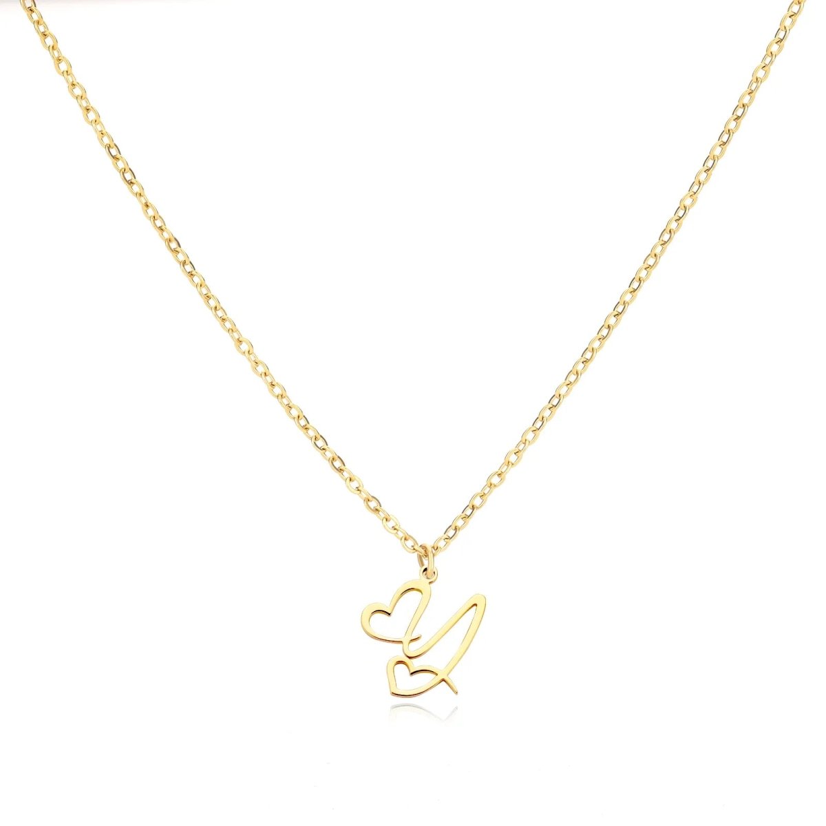 Dainty Gold Initial Necklace for Women – Personalized Heart-Shaped Stainless Steel Jewelry, 45cm