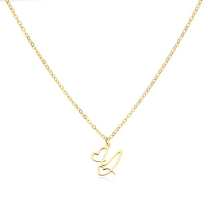 Dainty Gold Initial Necklace for Women – Personalized Heart-Shaped Stainless Steel Jewelry, 45cm