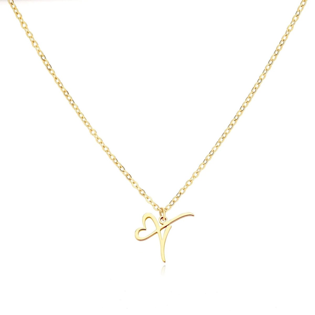 Dainty Gold Initial Necklace for Women – Personalized Heart-Shaped Stainless Steel Jewelry, 45cm