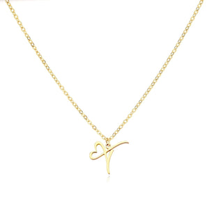 Dainty Gold Initial Necklace for Women – Personalized Heart-Shaped Stainless Steel Jewelry, 45cm