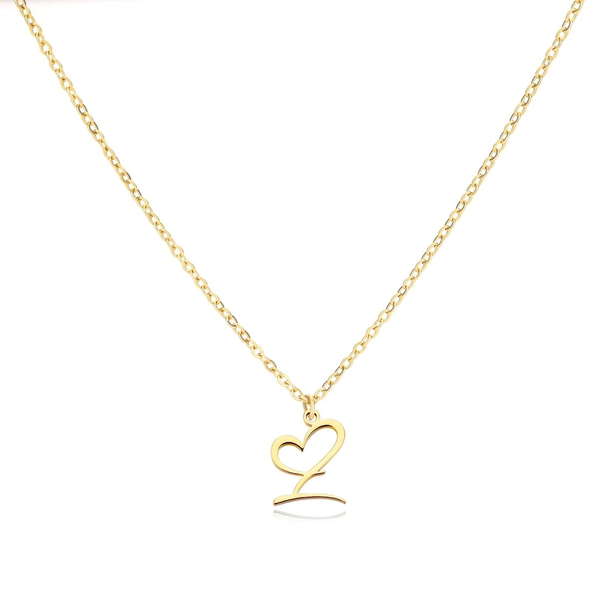 Dainty Gold Initial Necklace for Women – Personalized Heart-Shaped Stainless Steel Jewelry, 45cm