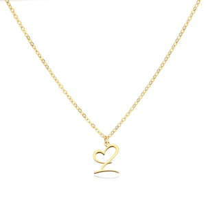 Dainty Gold Initial Necklace for Women – Personalized Heart-Shaped Stainless Steel Jewelry, 45cm