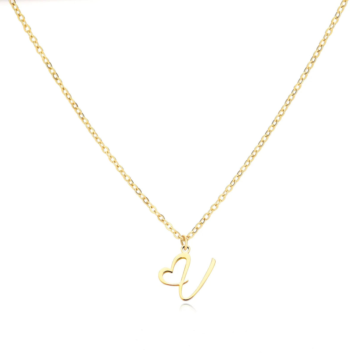 Dainty Gold Initial Necklace for Women – Personalized Heart-Shaped Stainless Steel Jewelry, 45cm