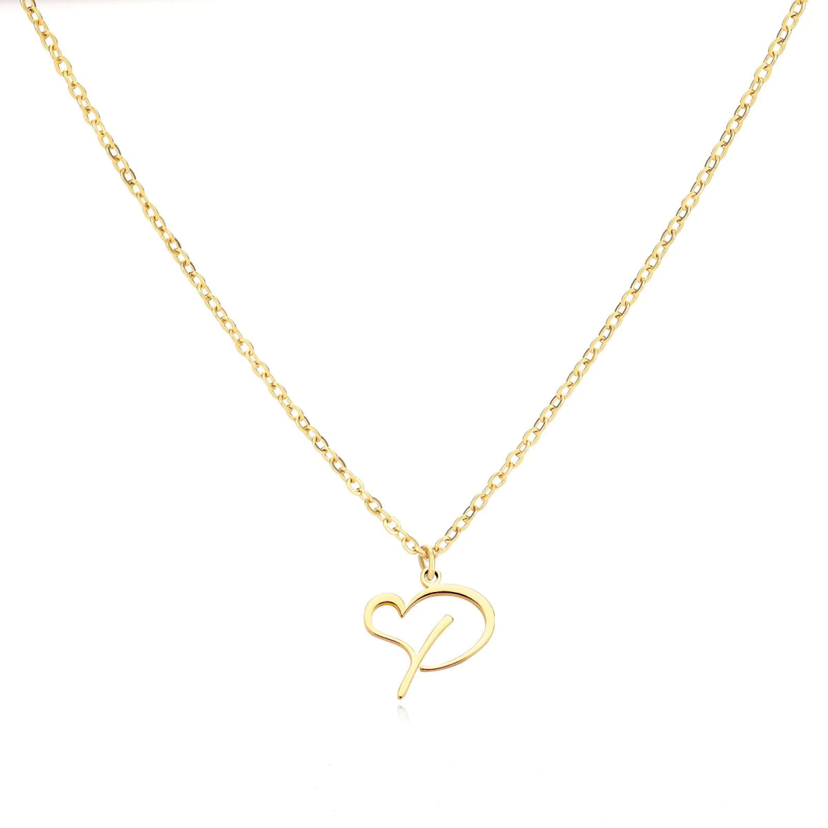 Dainty Gold Initial Necklace for Women – Personalized Heart-Shaped Stainless Steel Jewelry, 45cm