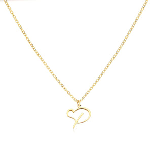 Dainty Gold Initial Necklace for Women – Personalized Heart-Shaped Stainless Steel Jewelry, 45cm
