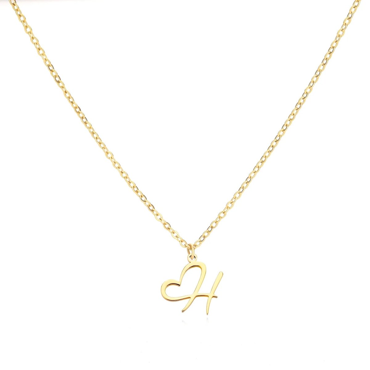 Dainty Gold Initial Necklace for Women – Personalized Heart-Shaped Stainless Steel Jewelry, 45cm