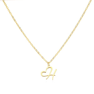 Dainty Gold Initial Necklace for Women – Personalized Heart-Shaped Stainless Steel Jewelry, 45cm