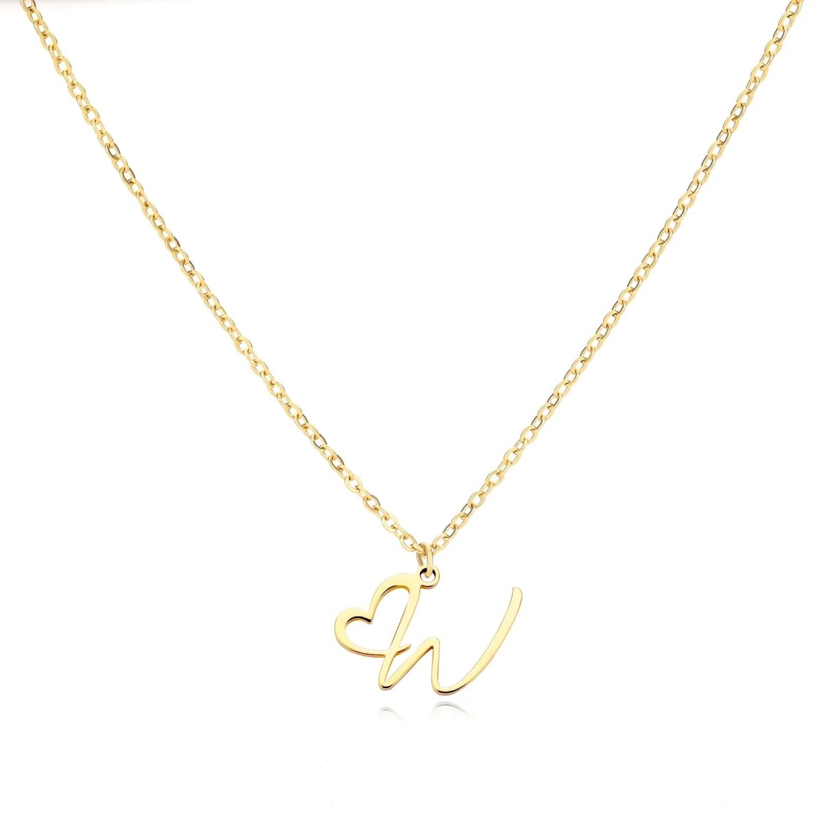 Dainty Gold Initial Necklace for Women – Personalized Heart-Shaped Stainless Steel Jewelry, 45cm