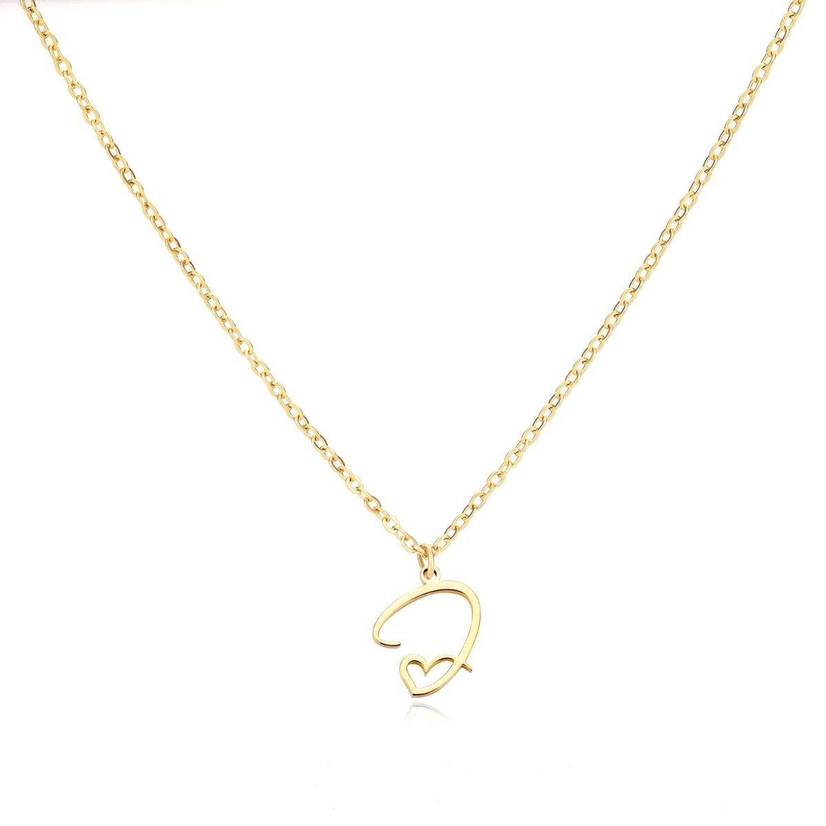 Dainty Gold Initial Necklace for Women – Personalized Heart-Shaped Stainless Steel Jewelry, 45cm