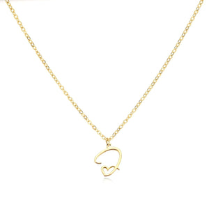 Dainty Gold Initial Necklace for Women – Personalized Heart-Shaped Stainless Steel Jewelry, 45cm
