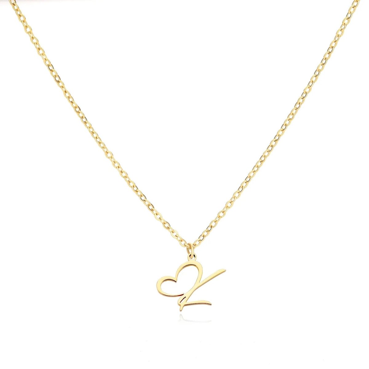 Dainty Gold Initial Necklace for Women – Personalized Heart-Shaped Stainless Steel Jewelry, 45cm