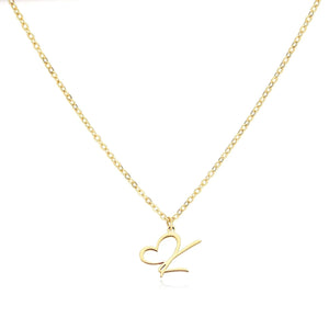Dainty Gold Initial Necklace for Women – Personalized Heart-Shaped Stainless Steel Jewelry, 45cm