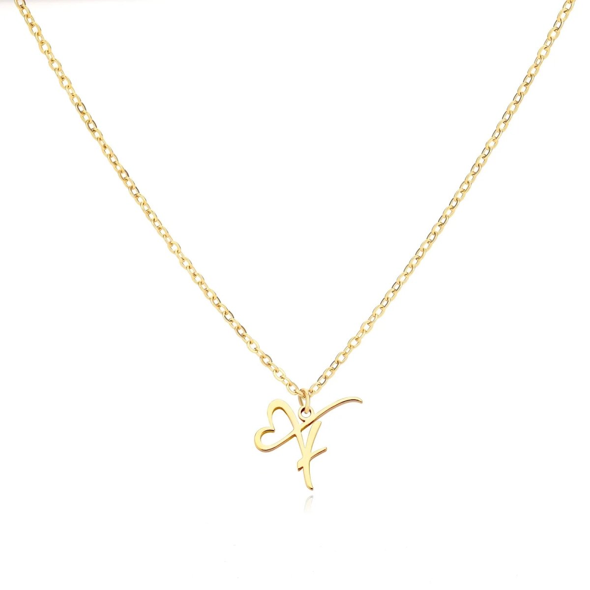 Dainty Gold Initial Necklace for Women – Personalized Heart-Shaped Stainless Steel Jewelry, 45cm