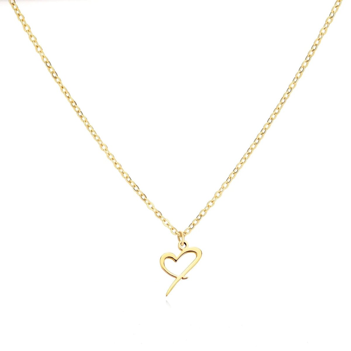 Dainty Gold Initial Necklace for Women – Personalized Heart-Shaped Stainless Steel Jewelry, 45cm