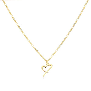 Dainty Gold Initial Necklace for Women – Personalized Heart-Shaped Stainless Steel Jewelry, 45cm