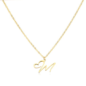 Dainty Gold Initial Necklace for Women – Personalized Heart-Shaped Stainless Steel Jewelry, 45cm