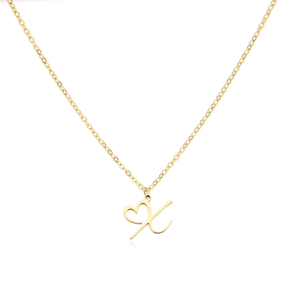 Dainty Gold Initial Necklace for Women – Personalized Heart-Shaped Stainless Steel Jewelry, 45cm
