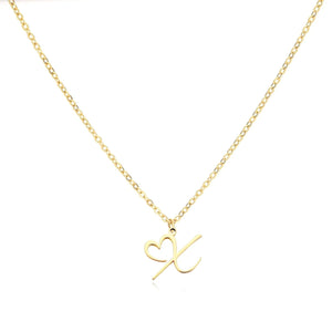Dainty Gold Initial Necklace for Women – Personalized Heart-Shaped Stainless Steel Jewelry, 45cm