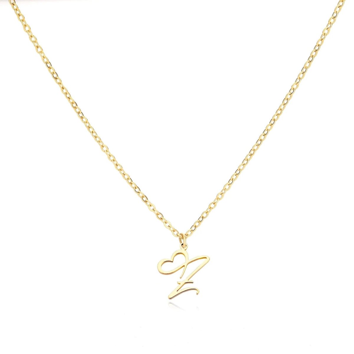 Dainty Gold Initial Necklace for Women – Personalized Heart-Shaped Stainless Steel Jewelry, 45cm