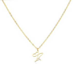 Dainty Gold Initial Necklace for Women – Personalized Heart-Shaped Stainless Steel Jewelry, 45cm