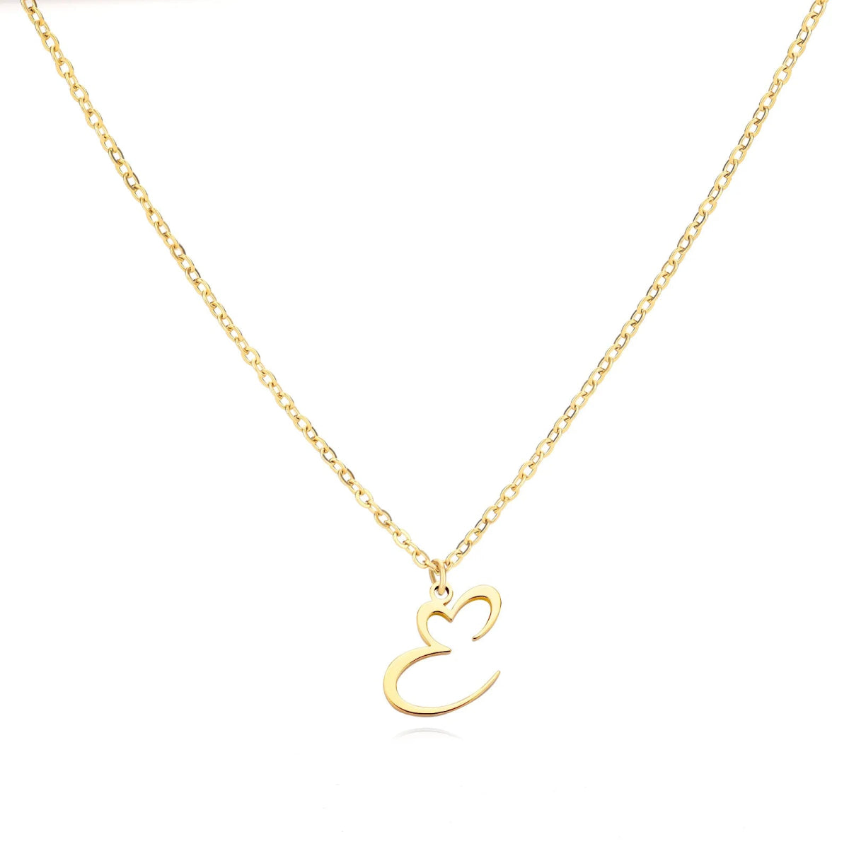 Dainty Gold Initial Necklace for Women – Personalized Heart-Shaped Stainless Steel Jewelry, 45cm